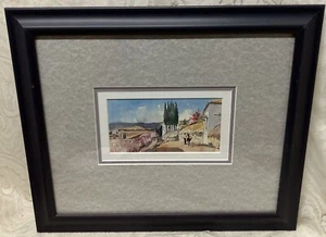 Watercolor Painting Professionally Framed Signed Mediterranean Village - Picture 1 of 14
