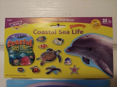 School Supplies: TREND "Coastal Sea Life" 32 Perforated Pieces Bulletin Set NEW - Image 1 of 4