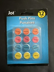 THEME TOP PUSH PINS Display Boards 12pc Priority, to do, note, project - Picture 1 of 3