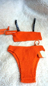 HERON PRESTON - Bandeau Bikini Set Swimsuit - Orange - XS Size -NWT - Picture 1 of 6