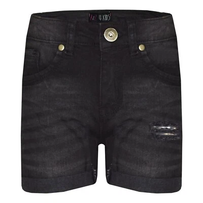 A2Z 4 KIDS® Pantalones cortos de mezclilla negros rasgados chino bermudas para niños niños medio pantalones cortos 5-13 años