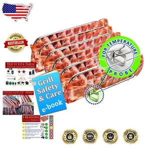 Estante para costillas de barbacoa de acero inoxidable - Capacidad para 6 costillas con soporte de sonda integrado - Imagen 1 de 11