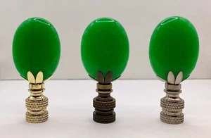 Stone Lamp Finial-GREEN MALAYSIAN JADE Oval With AB, PB or Nickel Base (1-PC.) - Picture 1 of 34