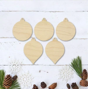 Bauble Blanks x5 Pack - Acrylic Wood Blanks Hanging Decoration Craft Paint Vinyl - Foto 1 di 16