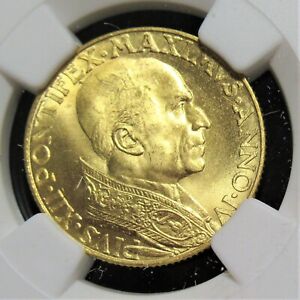 Vatican City: Pius XII gold 100 Lire 1942 Anno IV MS65+ NGC.