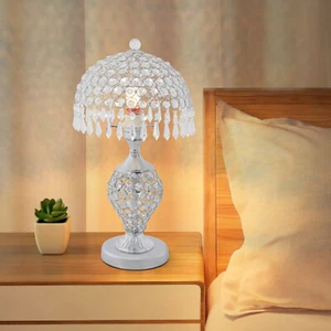 Crystal Table Lamp Bedside Nightstand Desk Reading Lamp Bedroom Living Room Lamp - Picture 1 of 8