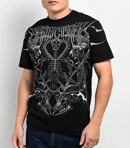 Affliction Tribal Reaper Cross Black/Gray Cyber Grunge 2000s XL Skull Metal - Picture 1 of 6