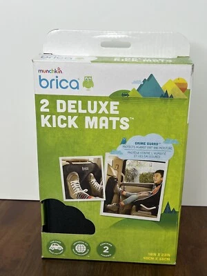 Munchkin Brica Deluxe Kick Mats Car Seat Protector Black (2pk) NEW - Image 1 of 4