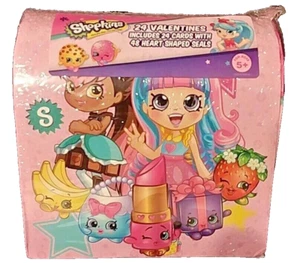 Shopkins 24 Valentines Day Cards With 48 Heart Shaped Seals Mailbox NEW - Picture 1 of 1