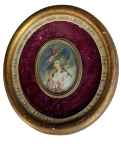 Antique Hand painted on celluloid with frame signed Silver - Picture 1 of 9