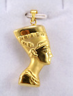 Egyptian Queen Nefertiti Mask Yellow Gold 18K Pendant double sided Stamped 5 Gr