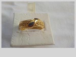18K Yellow Gold Band Ring w/Wheat Design SZ 8 - 3.4 gm Strip of no Design Peru - Picture 1 of 6
