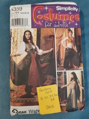 Simplicity Costume Pattern 5359 Belly Dancer Gypsy Harem Renaissance 6-12 FF  - Image 1 of 4