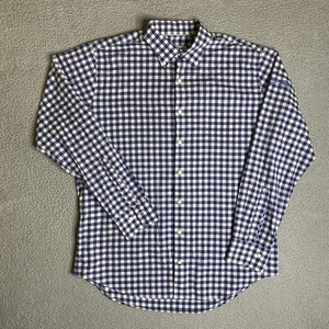 Peter Millar Shirt Mens XL Blue Check Button Down Golf Land Rover Jaguar Logo - Picture 1 of 11