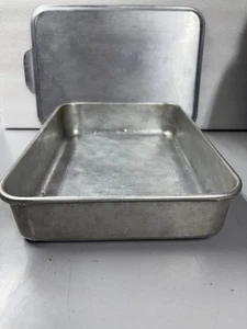 Vintage Kuchenform Metall Backen aus Aluminium mit Aufbewahrungsdeckel 13" x 9" - Bild 1 von 7