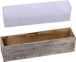 1 Pcs Wood Planter Rectangle Whitewashed Rectangular Decorative - Picture 1 of 5
