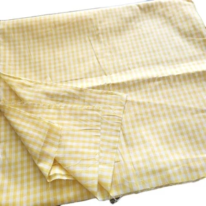 Vtg Yellow Gingham Fabric 44" Wide 78" Checkered Plaid Design Tablecloth Cotton - Picture 1 of 5