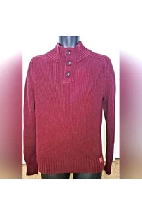 American Eagle Henley Sweater Mens Small Tall Red Knit Thick Vintage 2009 - Picture 1 of 11