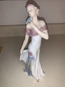 Mallorca Studio Young Lady w/ Hat And Dress Trim Floral Motif Glossy 10.5” EUC - Picture 1 of 10