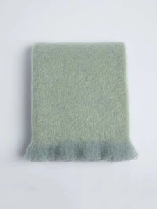 NEW Foxford Hibernia Mohair Wool Blend Throw Blanket Sage Lime 55" X 67" Ireland - Picture 1 of 8