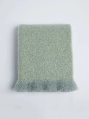 NEW Foxford Hibernia Mohair Wool Blend Throw Blanket Sage Lime 55" X 67" Ireland - Image 1 of 4