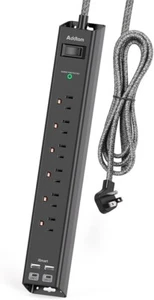 Surge Protector Power Strip - Extension Cord with 6 AC Outlets 4 USB (2 USB-C Po - Picture 1 of 12