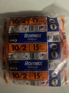 Southwire 10/2 AWG Romex Simpull 15' ft Indoor Electrical Wire 600v w Ground