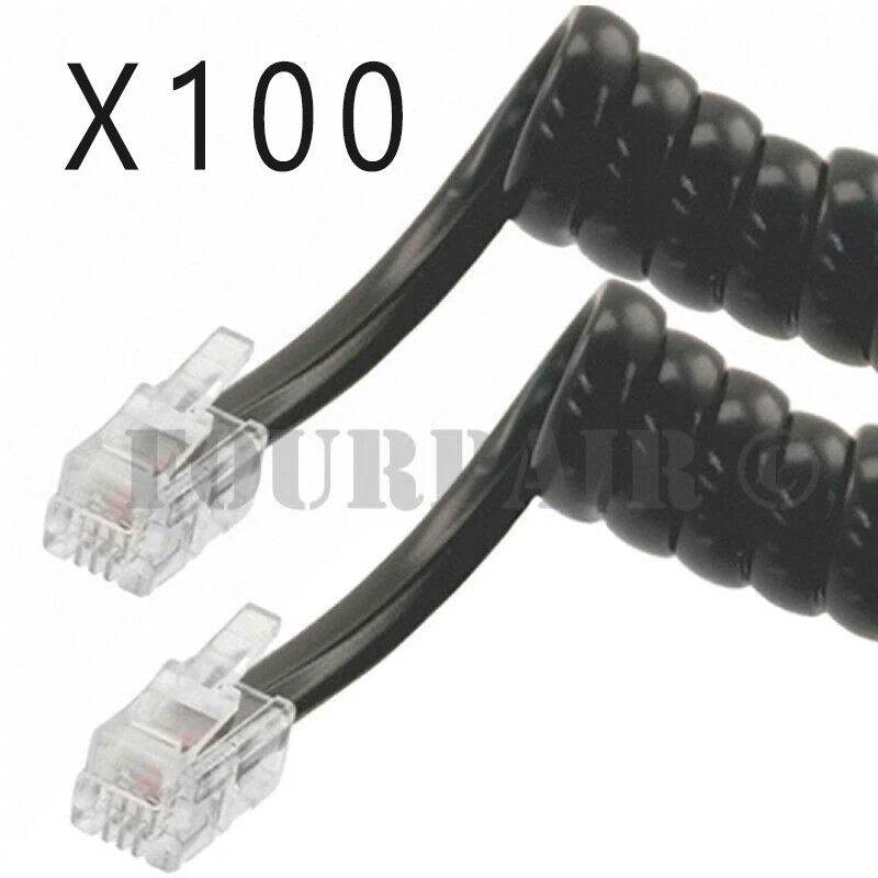 25ft Telephone Handset Receiver Cord Phone Coil Cable 4p4c - Black