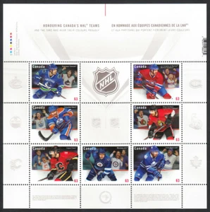 JERSEY = HOCKEY = CANADIAN NHL MiniSheet of 7 EMBOSSED stamps Canada 2013 #2669 - Picture 1 of 3