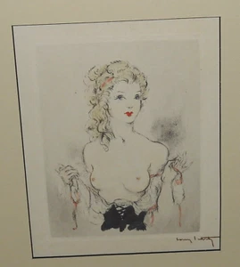 Vintage Original Farbradierung um 1947 ohne Saiten LOUIS ICART Paris mit PoA gerahmt 42m - Bild 1 von 3