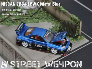 Street Weapon 1:64 LBWK ER34 Openable Hood Edition Metallic blue Model Car - Picture 1 of 5