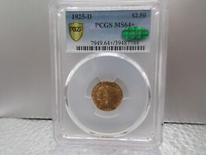 1925-D PCGS MS64+ CAC Indian Head $2.50 Quarter Eagle Gold 