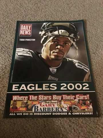Vintage 2002 TODD PINKSTON PHILADELPHIA EAGLES GLOSSY PHOTO NEWSPAPER PROMO Cover