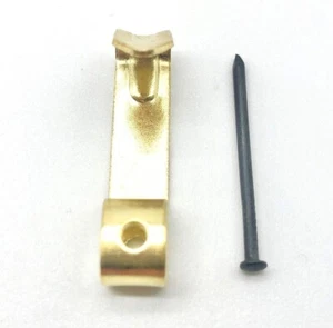 10 x EINZELNE MESSING BILDHAKEN MIT NAGEL WANDHAKEN DEKO GOLDRAHMEN - Bild 1 von 7
