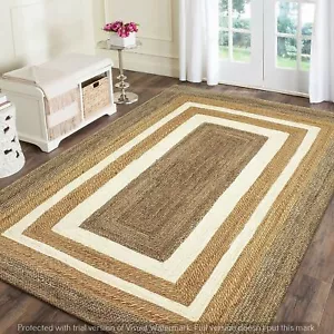 Rug Runner Natural Handmade jute Rectangle Carpet Modern Living Rustic Look RUg - Picture 1 of 5