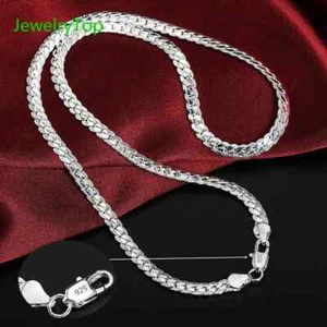 Schmuck 925 Sterling Silber Halskette 5 mm fein seitlich 40-60 cm Kette - Bild 1 von 15