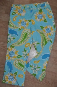 Lilly Pulitzer Girl’s Periwinkle Size 14 Cropped paisley floral Pants - Picture 1 of 5