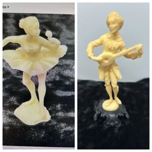 Zwei Depose Italy kleine Plastik Figuren Ballerina & Viktorianer Mann mit Laute - Bild 1 von 15