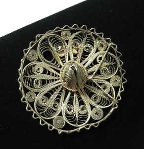 Vtg Filigree Wire Work Sombrero Necklace Pendant Silver Metal Large 3D Mexico - Picture 1 of 10