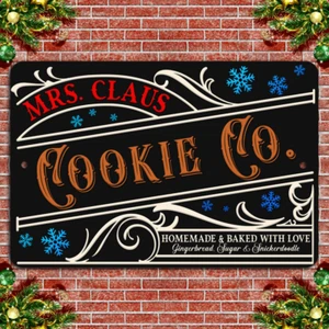 Mrs. Claus Cookie Co. - Homemade Delights on Black Metal Sign - Picture 1 of 1