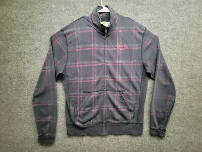 Cárdigan Vintage Triple Five Soul Para Hombre L Azul Cuadros Cremallera Completa Años 90 Y2K Foto 1 de 4