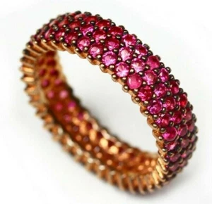 Ottoman Handmade Jewelry Hurrem Ruby 3 Line Band Ring. 925K Silver, size 6.5 US. - Picture 1 of 3