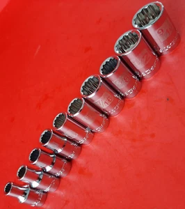 NEU 3/16 bis 9/16" leicht ablesbar Craftsman 12 Punkt 1/4" Antrieb SAE flacher Steckschlüsselsatz - Bild 1 von 8