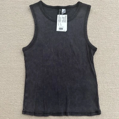 H & M Divided Tank Top Size Small NWT Black Distressed - Image 1 of 4