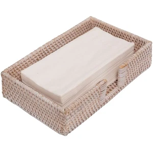 Toallero de ratán para invitados para carrito de toallas de baño bandeja de servilletas rectangular 9... - Imagen 1 de 7