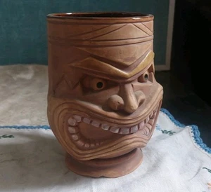 Vintage Tiki Japanese Bisque Finish Mug 6" Tall Expressive Tiki - Picture 1 of 9