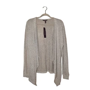LONG TALL SALLY NEW $75 Silver Sparkle Waterfall Jersey Cardigan Lightweight XS - Picture 1 of 3