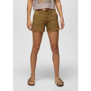 Prana Sancho 4" Short Womens 0 Retro Olive Mid Rise Garment Dyed Raw Hem Stretch - Picture 1 of 13