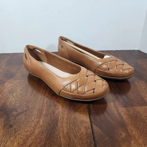 Clarks Gracelin Maze Damen-Flats aus hellbraunem Leder Größe 8W - Bild 1 von 9