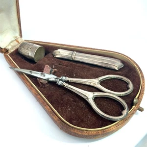 Vintage Sterling Silver Sewing Kit with Case - Picture 1 of 6